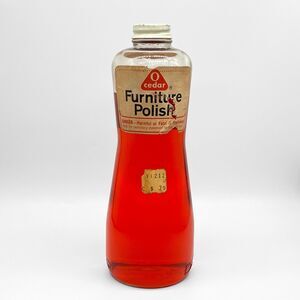 Vintage 1963 O-Cedar Furniture Polish Glass Bottle Red Liquid Display Prop MCM